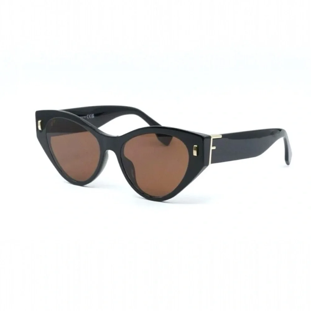FENDI Brown Oversized Cat Eye UV Sunglasses Style FE400351 01E FENDI F logo NEW